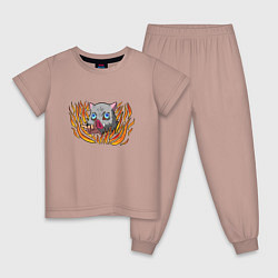 Пижама хлопковая детская Рок Иноске, цвет: пыльно-розовый