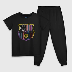 Пижама хлопковая детская FC Barcelona - Multicolor 2022, цвет: черный
