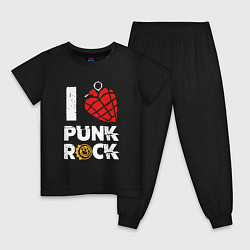 Пижама хлопковая детская I LOVE PUNK ROCK, цвет: черный
