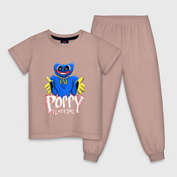 Пижама хлопковая детская Сытый Поппи Poppy Playtime, цвет: пыльно-розовый
