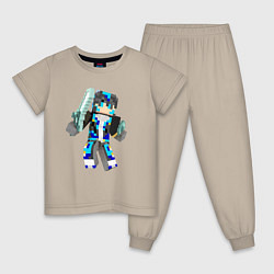 Пижама хлопковая детская Minecraft Warrior!, цвет: миндальный