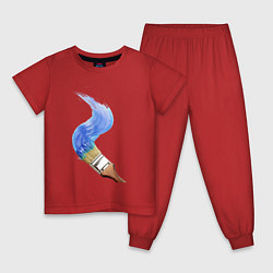Пижама хлопковая детская Коричневая кисть арт, цвет: красный