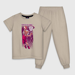 Пижама хлопковая детская Кабан баскетболист, цвет: миндальный