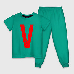 Пижама хлопковая детская Армия V: Сила в правде цвета зеленый — фото 1