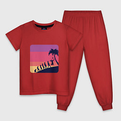 Пижама хлопковая детская Summer - Volleyball, цвет: красный