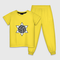 Пижама хлопковая детская Stars Volleyball, цвет: желтый