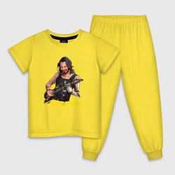 Пижама хлопковая детская Джонни Cyberpunk2077 Johnny с гитарой, цвет: желтый