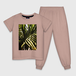 Пижама хлопковая детская Тропические Листья В Тени, цвет: пыльно-розовый