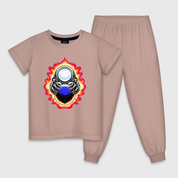 Пижама хлопковая детская Космонавт над планетой, цвет: пыльно-розовый