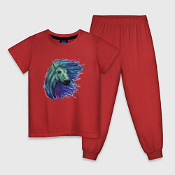 Пижама хлопковая детская Horse Mane, цвет: красный