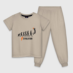 Пижама хлопковая детская Баскетбольная революция, цвет: миндальный