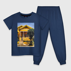 Пижама хлопковая детская Жёлтый Дом, цвет: тёмно-синий