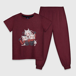 Пижама хлопковая детская Цербер ждут блинчики, цвет: меланж-бордовый