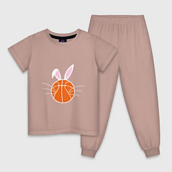 Пижама хлопковая детская Basketball Bunny, цвет: пыльно-розовый