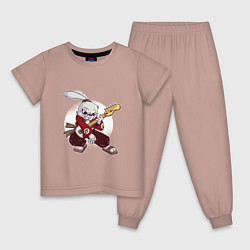 Пижама хлопковая детская Rabbit Rocker, цвет: пыльно-розовый
