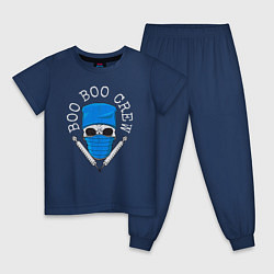 Пижама хлопковая детская BOO BOO CREW, цвет: тёмно-синий