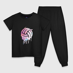 Пижама хлопковая детская Volleyball Colors, цвет: черный