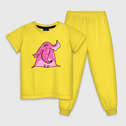 Пижама хлопковая детская Розовый слон, цвет: желтый