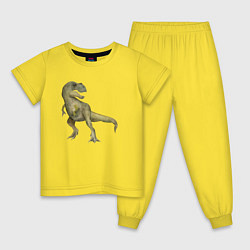 Пижама хлопковая детская T-rex Динозавр, цвет: желтый