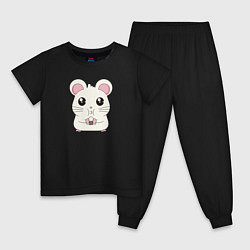 Пижама хлопковая детская Мышонок с суши, цвет: черный