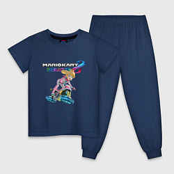 Пижама хлопковая детская Принцесса Персик гонщица Mario Kart 8 Deluxe, цвет: тёмно-синий
