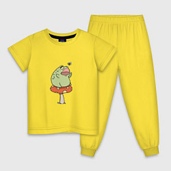 Пижама хлопковая детская ЛЯГУШКА НА МУХОМОРЕ, цвет: желтый
