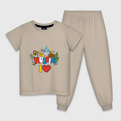 Пижама хлопковая детская Стиль России, цвет: миндальный