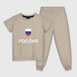 Пижама хлопковая детская Моя Россия, цвет: миндальный