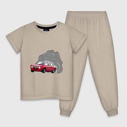 Пижама хлопковая детская Alfa Romeo Calmaction, цвет: миндальный