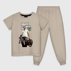Пижама хлопковая детская GTA 5 Money bag, цвет: миндальный