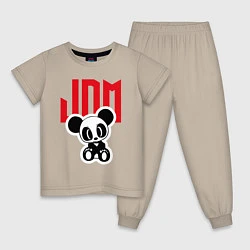 Пижама хлопковая детская JDM Panda Japan, цвет: миндальный