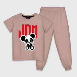 Пижама хлопковая детская JDM Panda Japan, цвет: пыльно-розовый