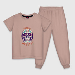 Пижама хлопковая детская De Los Muertos, цвет: пыльно-розовый