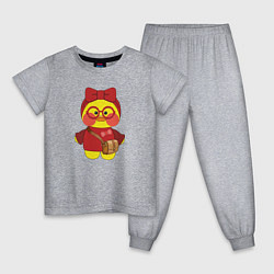 Пижама хлопковая детская Утенок Лалафанфан в красных очках, цвет: меланж