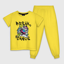 Пижама хлопковая детская Погружение в Брейк Данс, цвет: желтый