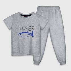 Пижама хлопковая детская Super tuna jin, цвет: меланж