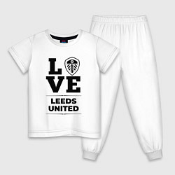 Пижама хлопковая детская Leeds United Love Классика, цвет: белый
