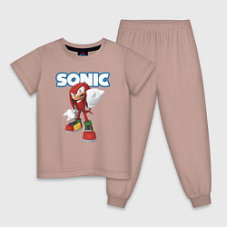 Пижама хлопковая детская Knuckles Echidna Sonic Video game Ехидна Наклз Вид, цвет: пыльно-розовый