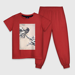 Пижама хлопковая детская Goshawk on Snow-covered Pine Bough, цвет: красный