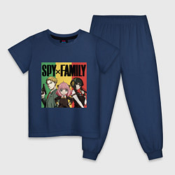 Пижама хлопковая детская Семья шпиона на цветном фоне Spy x Family, цвет: тёмно-синий