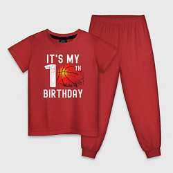 Пижама хлопковая детская Это мой 10 день рождения баскетбол, цвет: красный