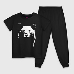 Пижама хлопковая детская Медвежий лик, цвет: черный