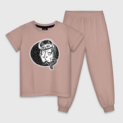 Пижама хлопковая детская Космический кот астронавт, цвет: пыльно-розовый