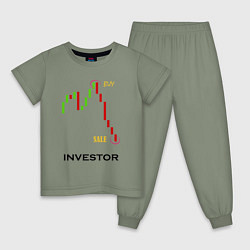 Пижама хлопковая детская Investor, цвет: авокадо