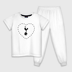 Пижама хлопковая детская Лого Tottenham в сердечке, цвет: белый