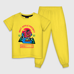 Пижама хлопковая детская Японское яблочко, цвет: желтый