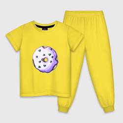 Пижама хлопковая детская Сиреневый пончик, цвет: желтый