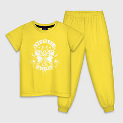 Пижама хлопковая детская DEMOBAT ОЧЕНЬ СТРАННЫЕ ДЕЛА, цвет: желтый