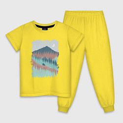 Пижама хлопковая детская Две медведика в горах, цвет: желтый