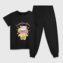 Пижама хлопковая детская LaLaFanFan в кепке на сафари, цвет: черный